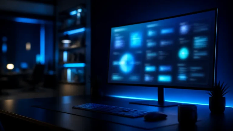 Criação de sites para empresas com interface web abstrata em tons de azul